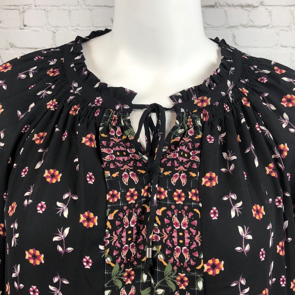 1X 2X 3X Style & Co Black Floral L/S Boho Top Plus - Picture 5 of 6
